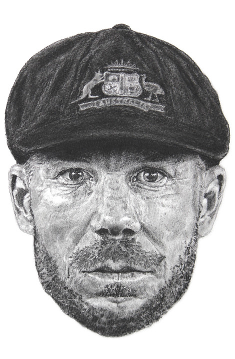 Graphite pencil portrait of Australian cricketer Dave Warner