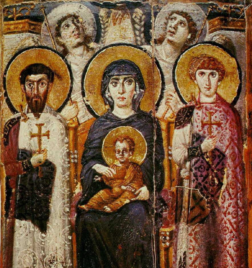 Icon of the enthroned virgin, the type of Byzantine art that inspired "Sailing to Byzantium" by Yeats. Byzantium in Yeats' poetry was a symbol for spiritual enlightement through art.