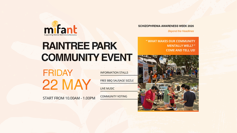 Darwin, You Are Invited: Free Community Event at Raintree Park for Schizophrenia Awareness Week