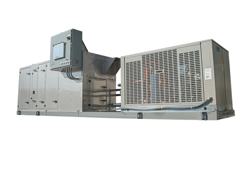 Innovative Air Technologies IDP series industrial desiccant dehumidifier for humidity control in applications such as military storage facilities, pharmaceutical production and plastic injection molding facilities.