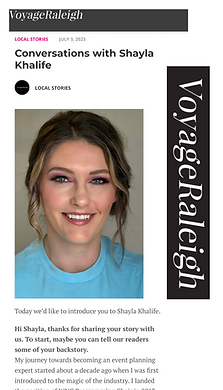 Voyager Raleigh Magazine "Conversations with Shayla Khalife"