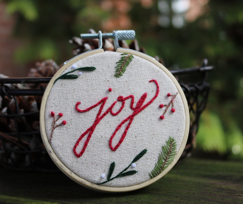 JOY embroidery hoop pattern