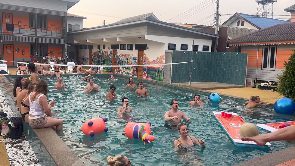 Pool party at Revolution Hostel Pai