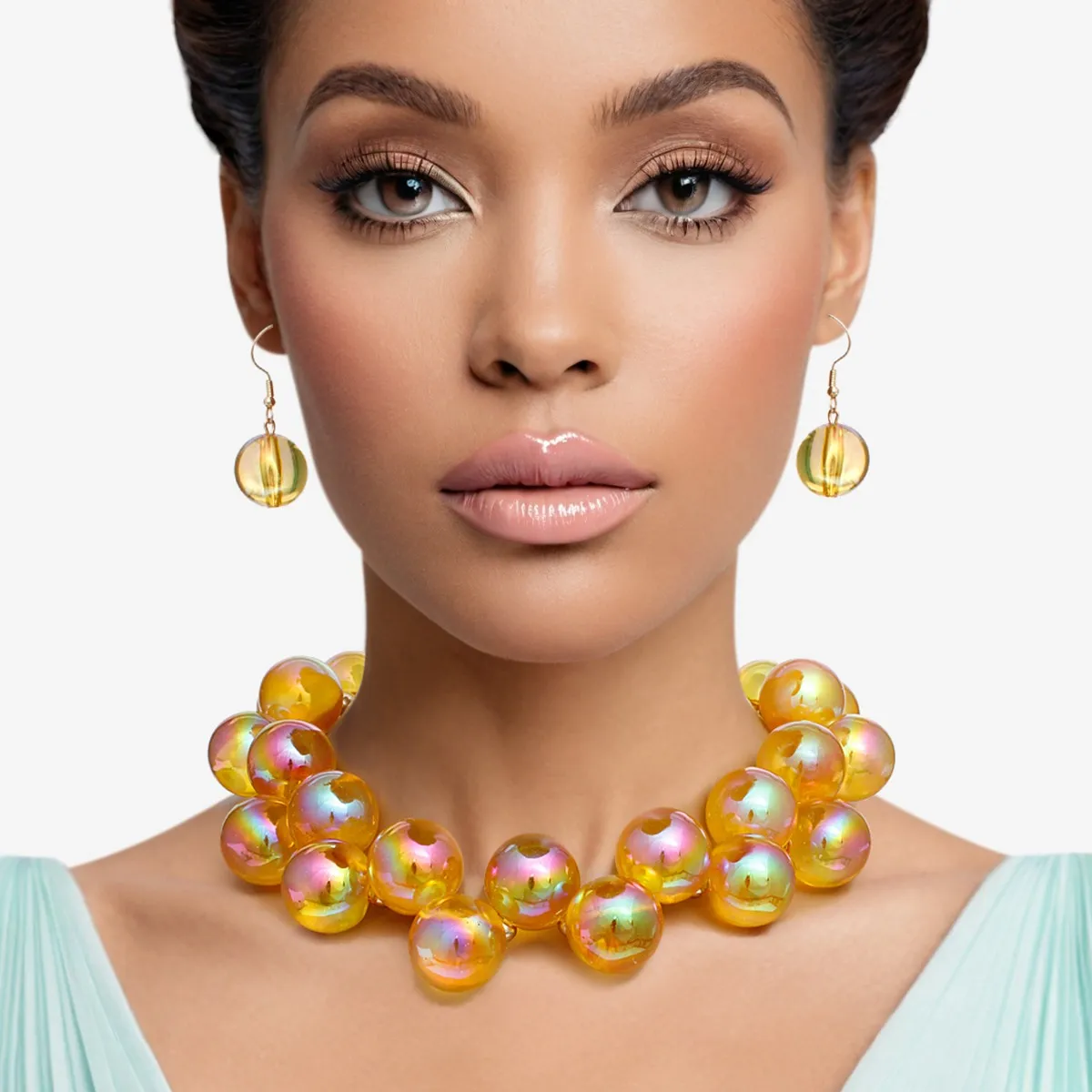 Golden Aura Iridescent Statement Set