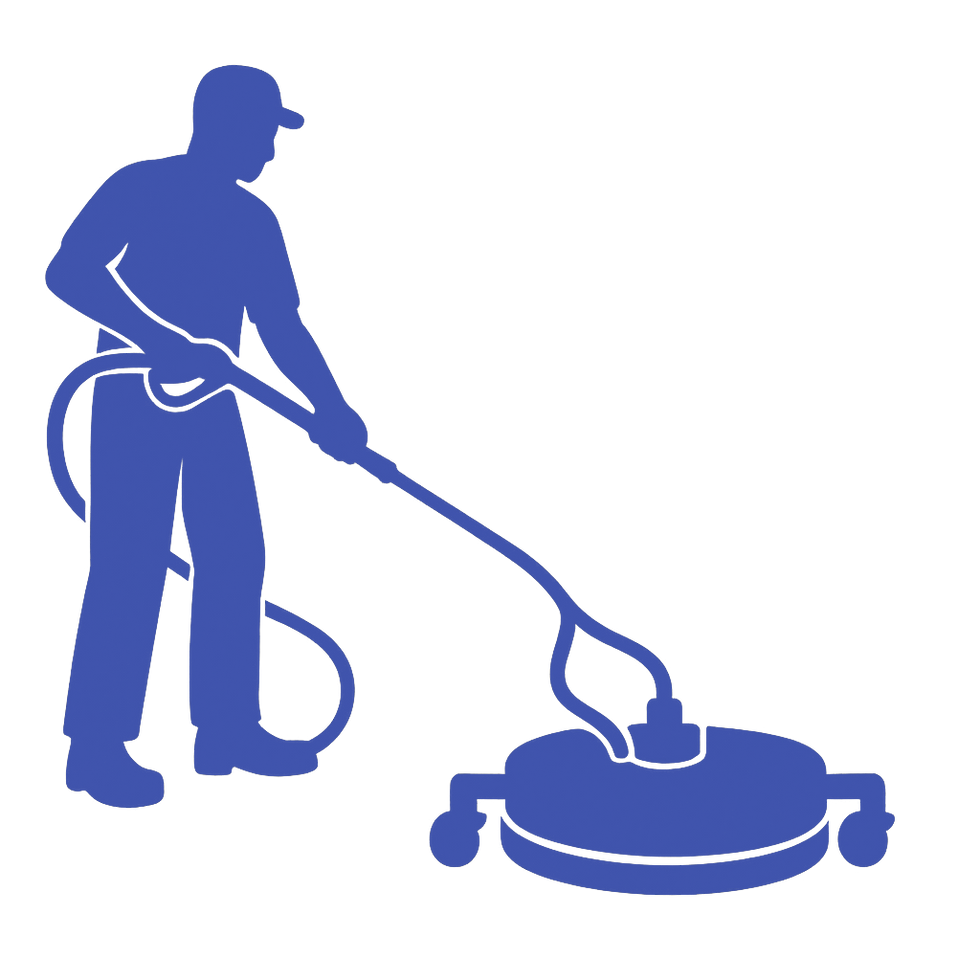 Person using a surface cleaner for concrete cleaning