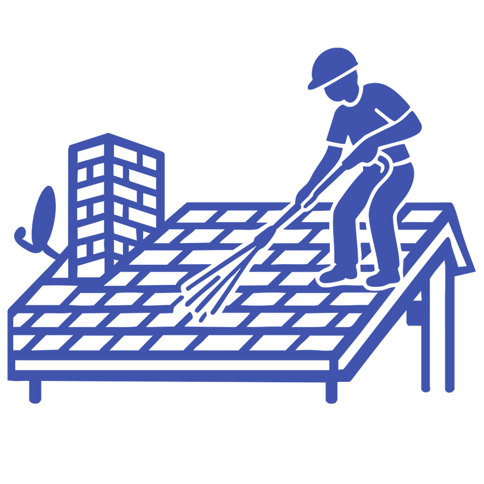 Person cleaning the roof