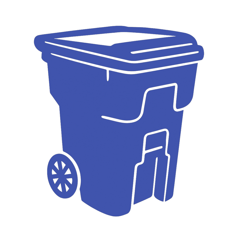 Blue trash can with wheels