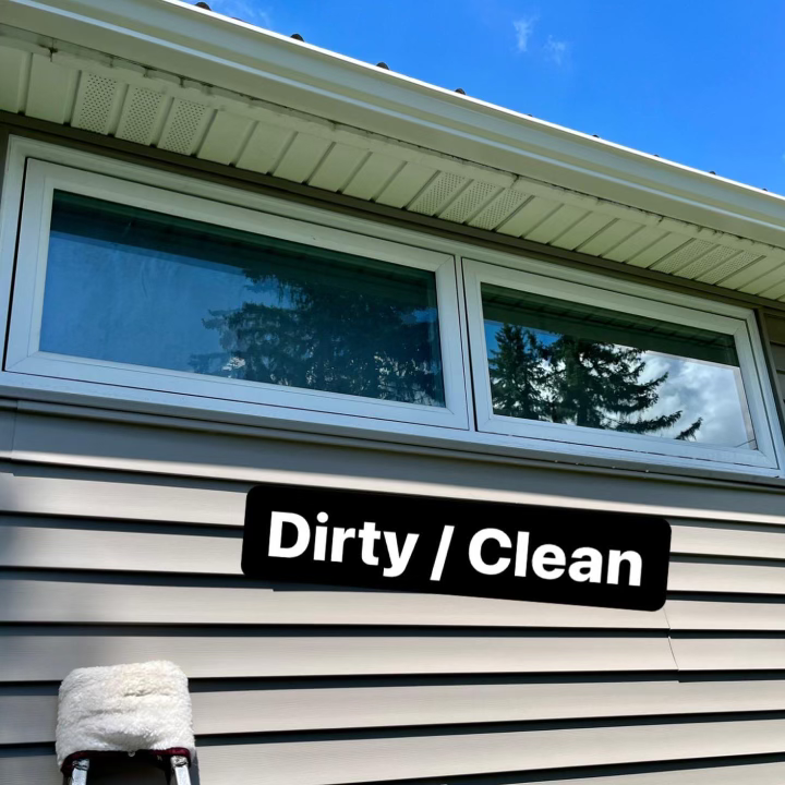 Dirty and clean windows before and after cleaning