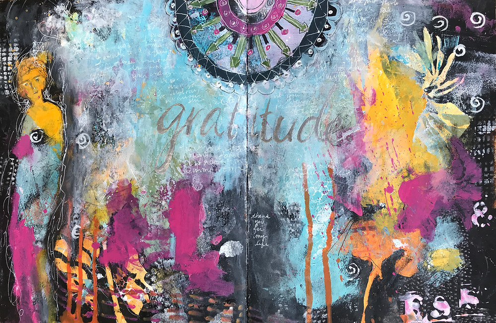 Gratitude art journal spread