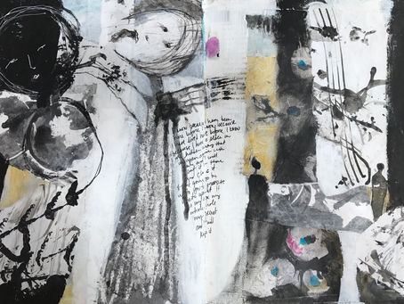 Completing An Art Journal Page At A Workshop