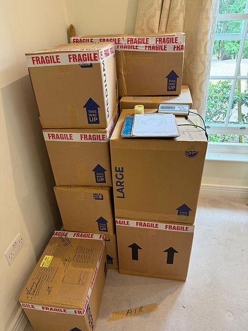 Boxes packed and ready to be moved in a South East London House Move