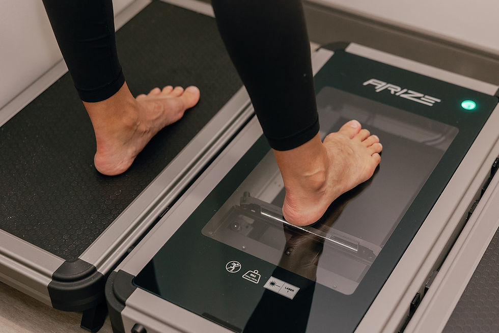 Close-up view of a foot and ankle being examined by a medical professional