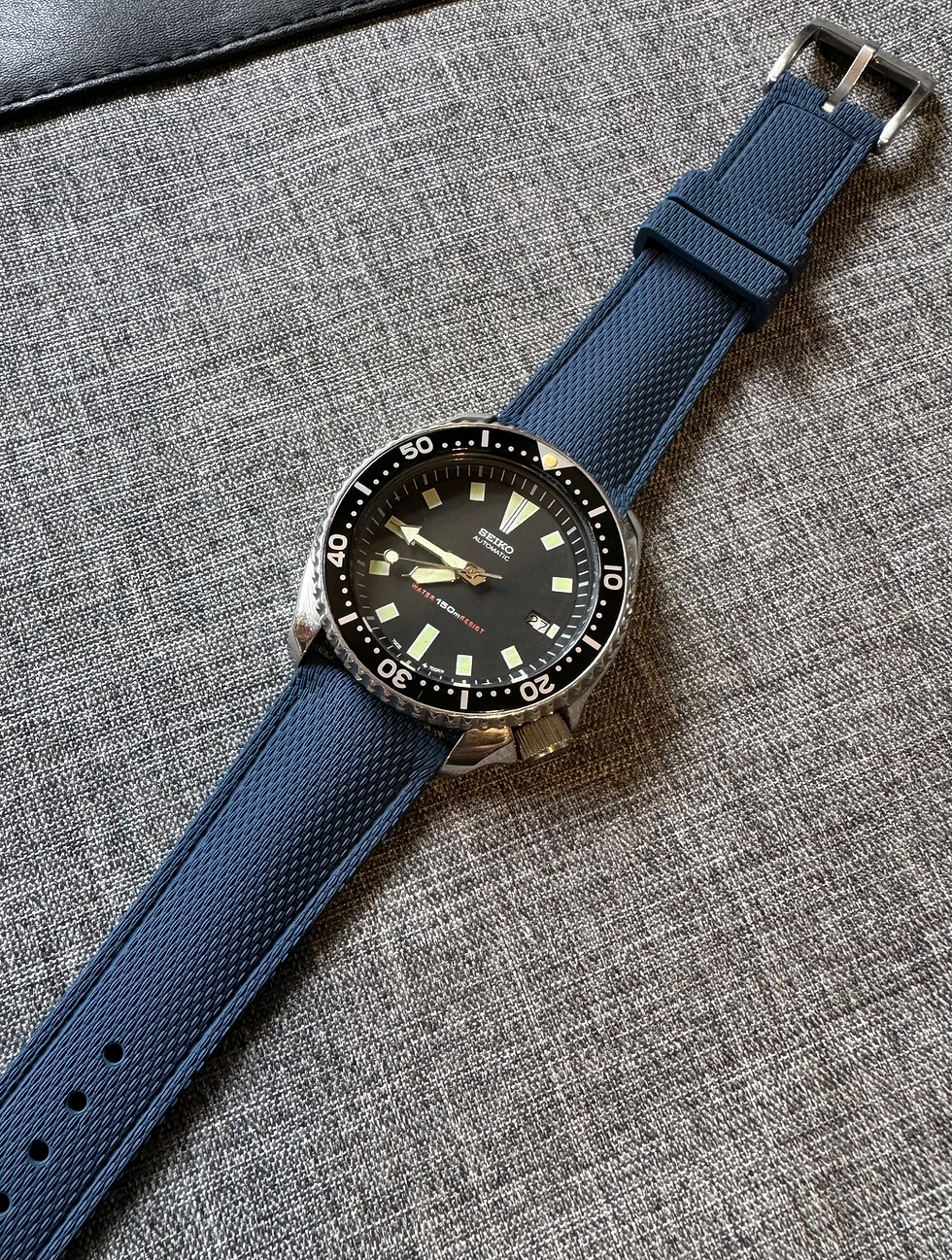 Thumbnail: Premium FKM Rubber Sports Watch Strap / Blue / Sailcloth Canvas design