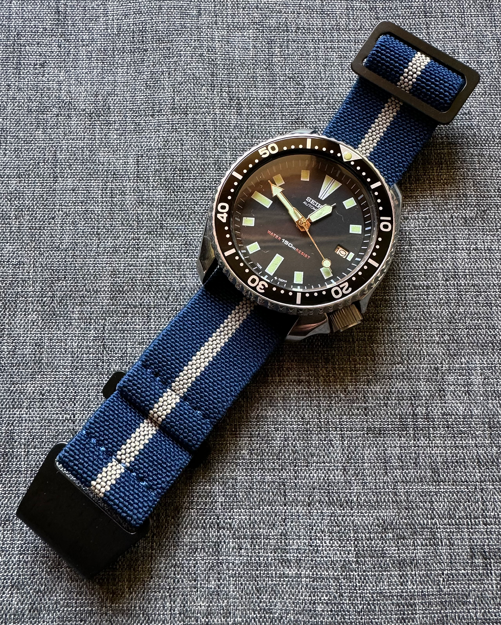 Thumbnail: Marine Nationale (MN) Nylon Strap - Blue /Khaki Weave