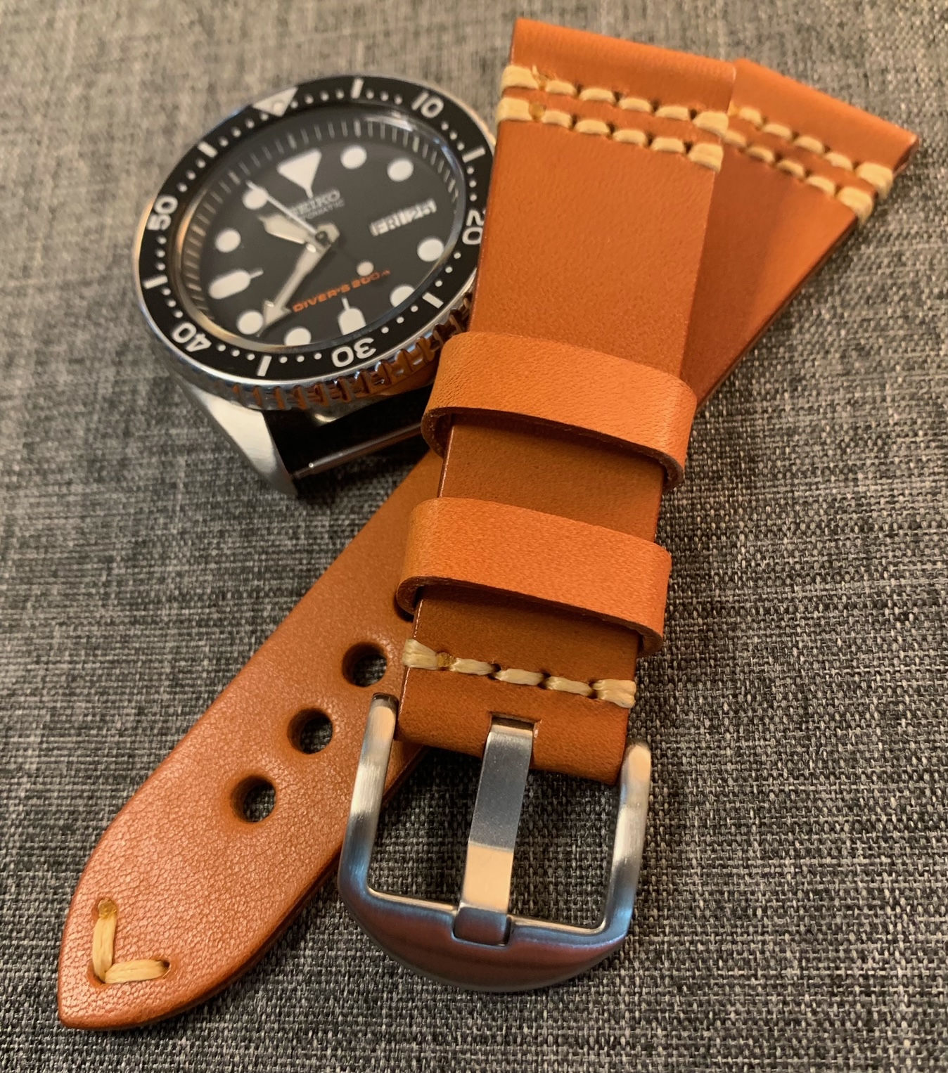 Italian Leather - soft vegetable tanned leather watch strap – Deep Orange