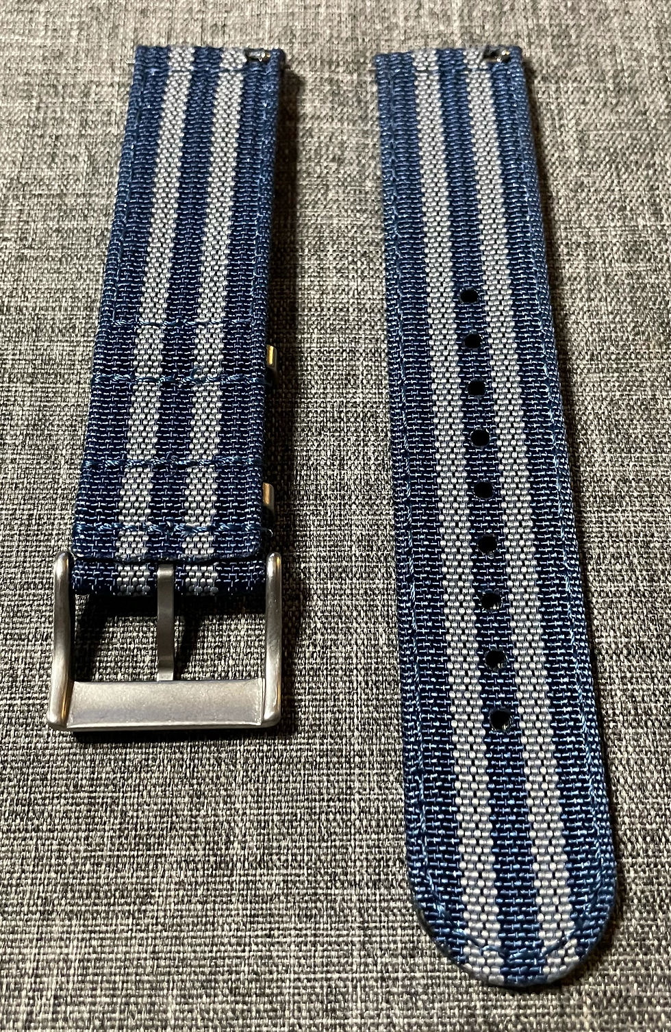 Thumbnail: Premium Nylon Sports Watch Strap / Blue Grey Stripes / 2 Piece Webbed Nylon