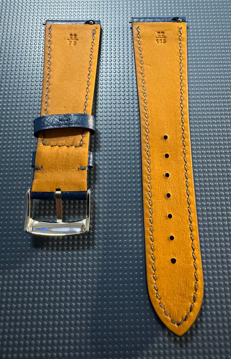Thumbnail: Top Grain Epsom Leather / Vintage Style Watch Strap / Navy Blue