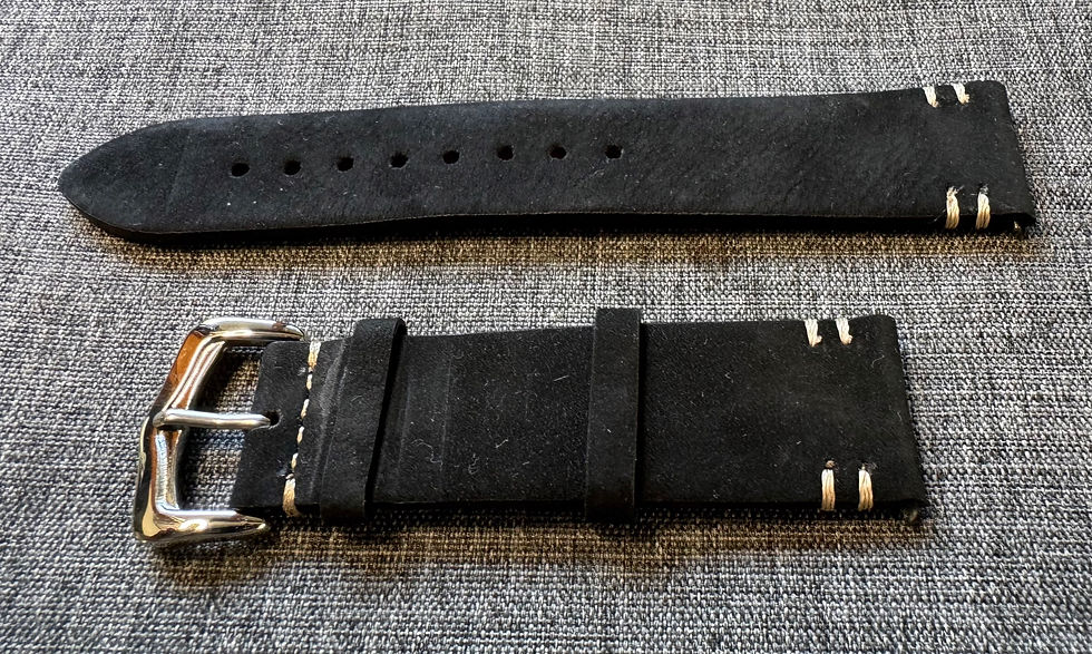 Thumbnail: Soft Suede Leather Watch Strap / Black Beige Stitch / Quick Release