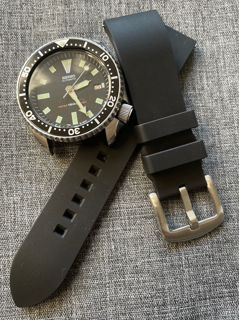 Thumbnail: Premium FKM Rubber Contoured Watch Strap / Black