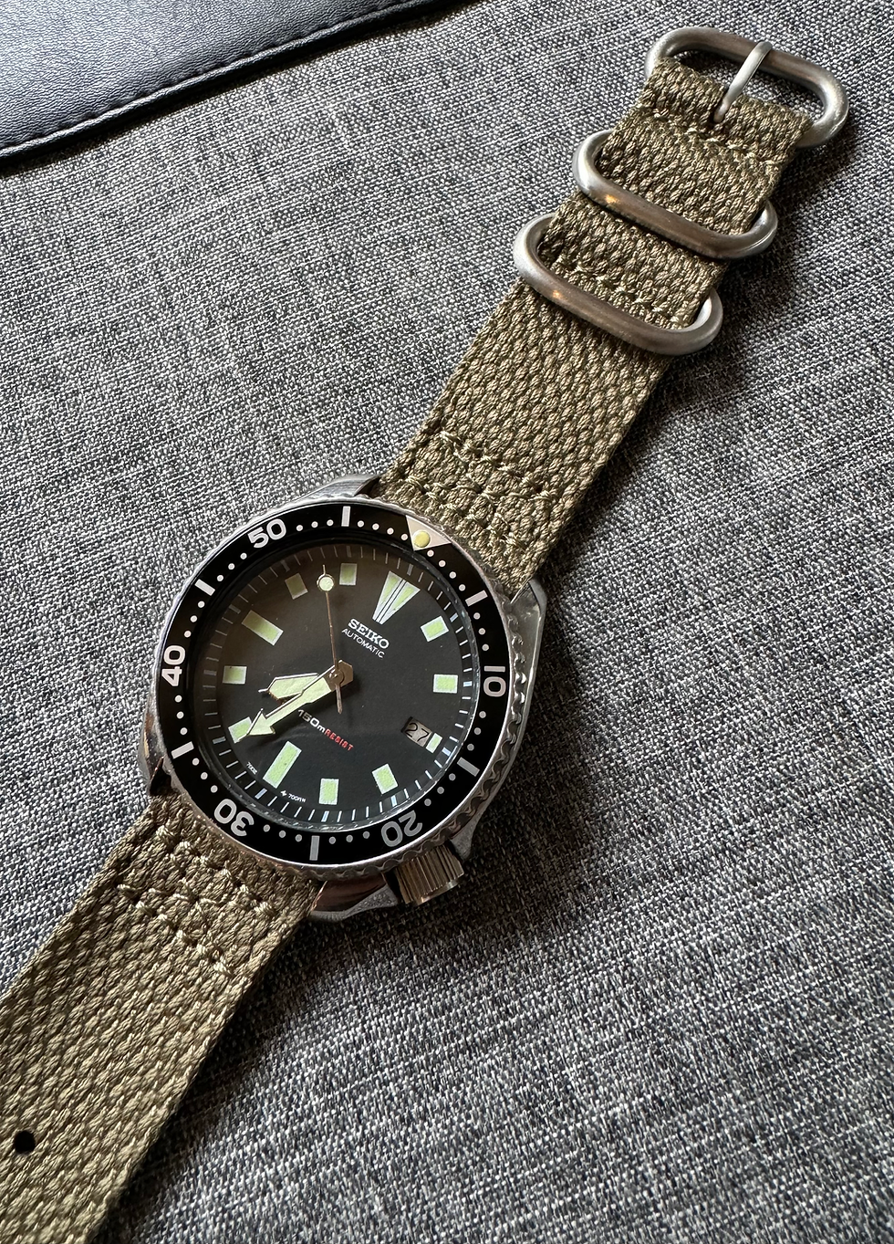 Thumbnail: Premium Hemp Cotton Blend / 2 Piece Watch Strap / Military Green / S'Stee
