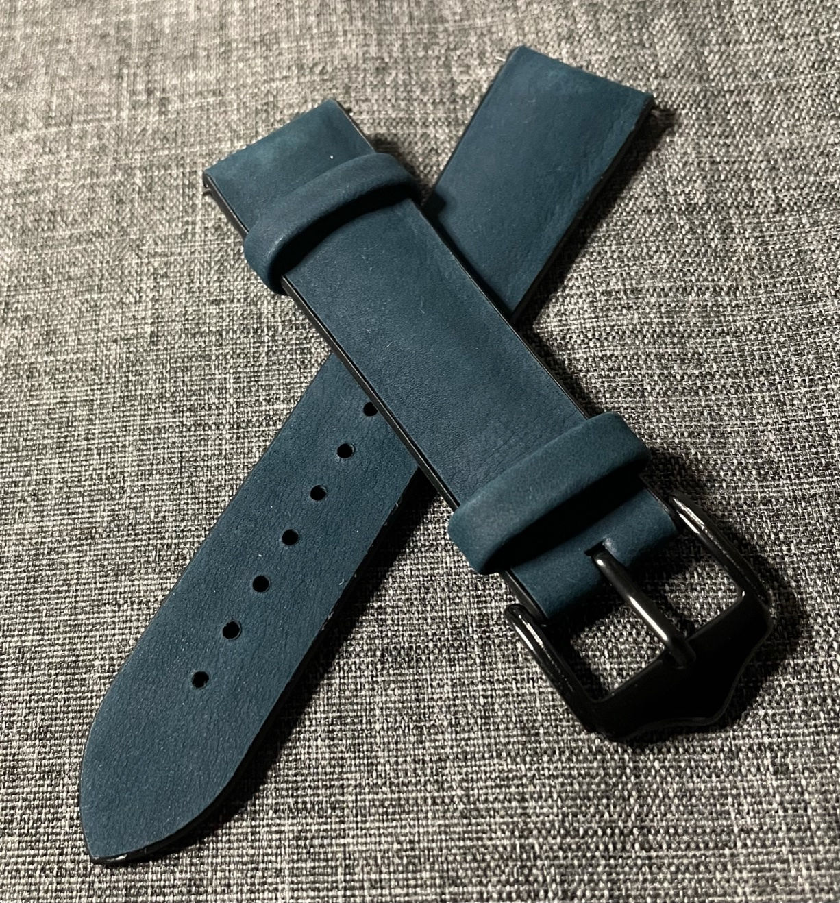 Suede Leather Soft Silicone Watch Strap / Deep Blue