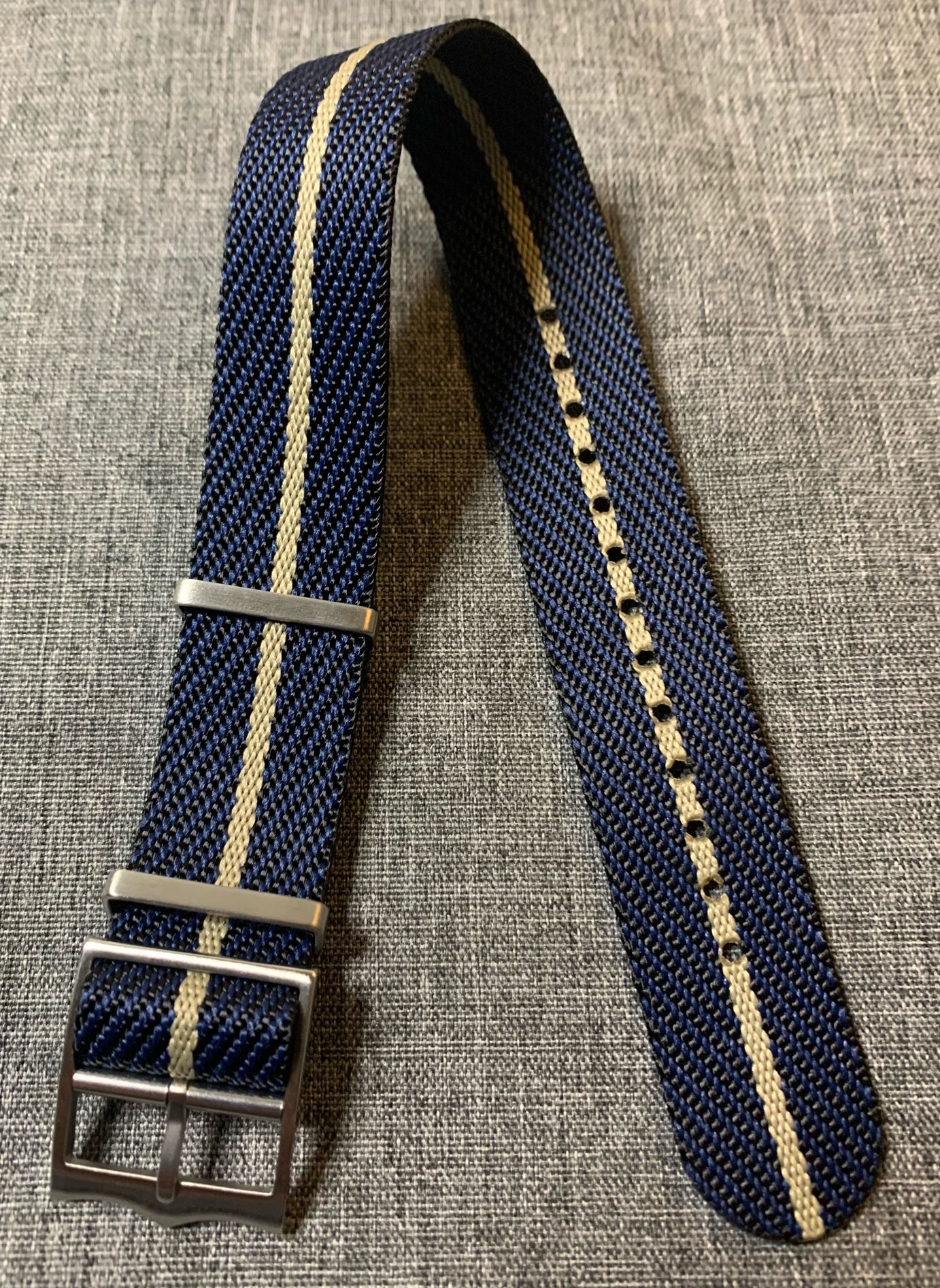 Premium Single Pass Tudor Nylon Watch Strap - Blue/Khaki