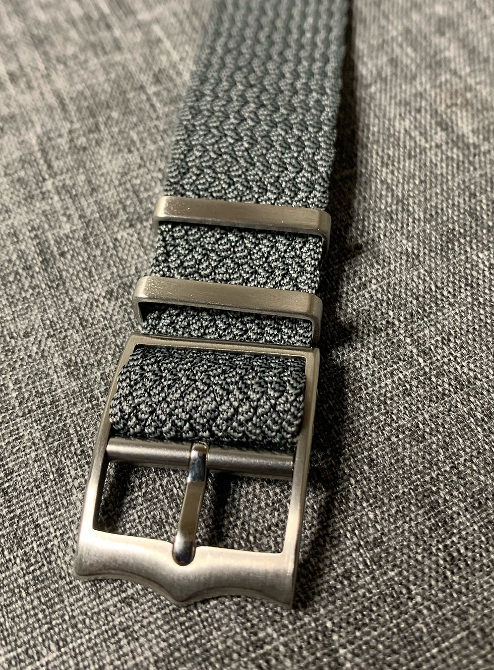 Thumbnail: Premium Single Pass Tudor Perlon Watch Strap - Blue Grey Weave