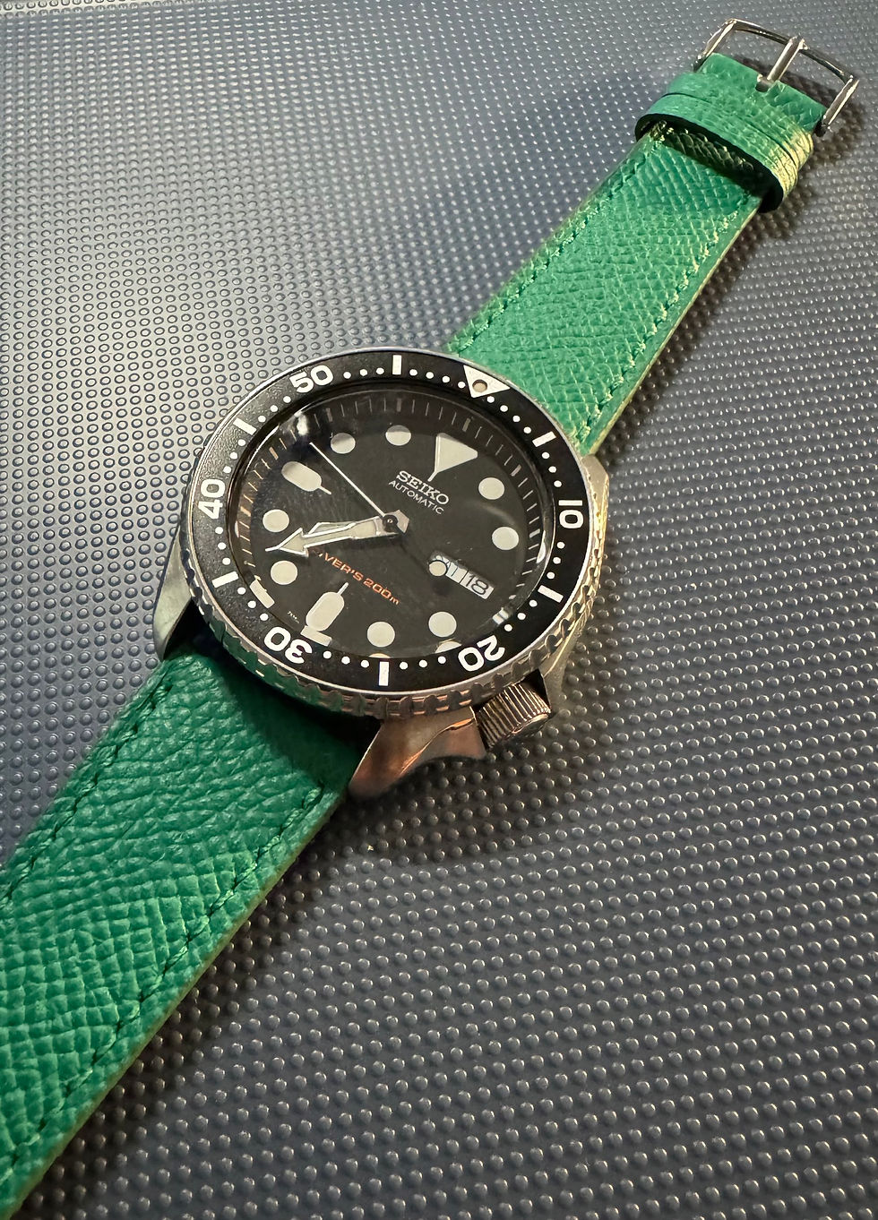 Thumbnail: Top Grain Epsom Leather / Vintage Style Watch Strap / Emerald Green