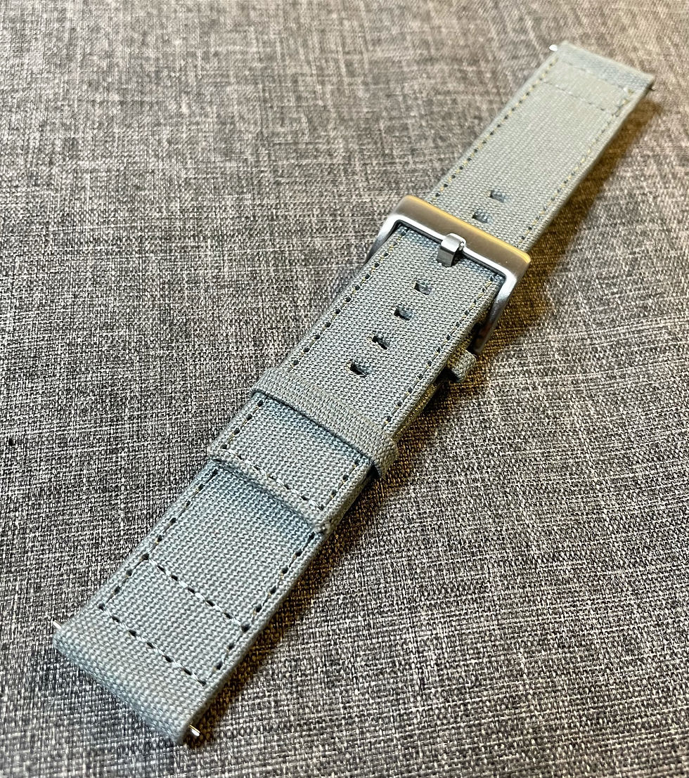 Thumbnail: Sailcloth Canvas Stitched watch strap / Grey