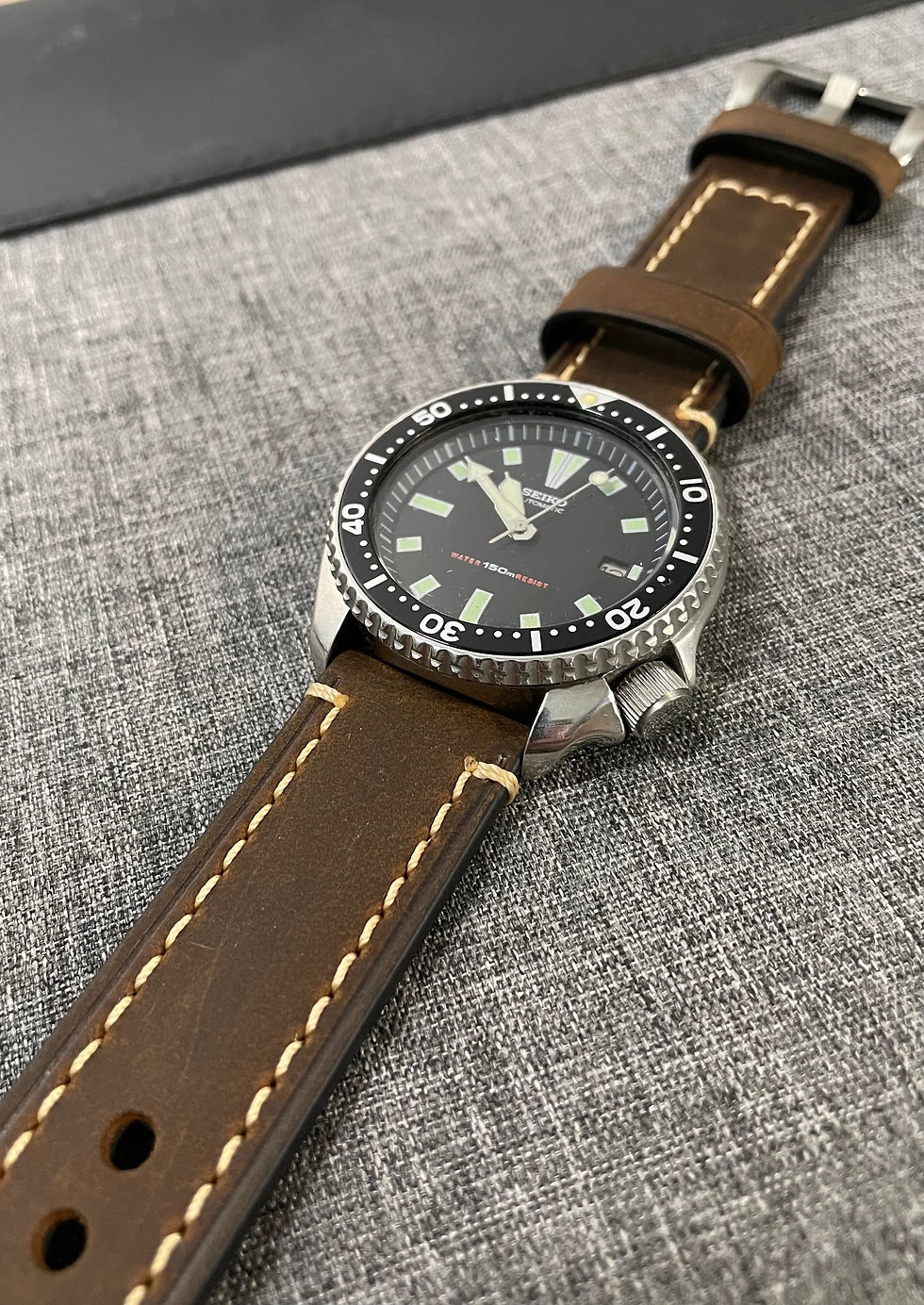 Thumbnail: Oiled Italian Leather – Premium stitched leather watch strap - Coffee