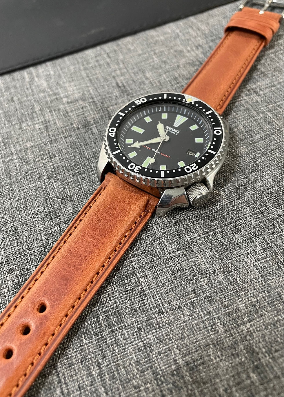 Thumbnail: Superior Quality / Stitched Italian leather watch strap / Sunset Yellow