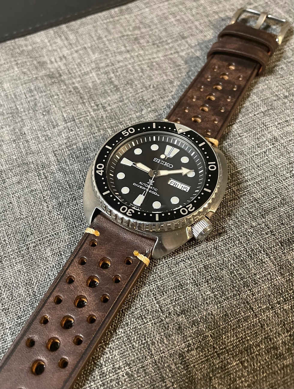 Thumbnail: Superior top grain Italian leather watch strap / Rally Design /Destressed Coffee