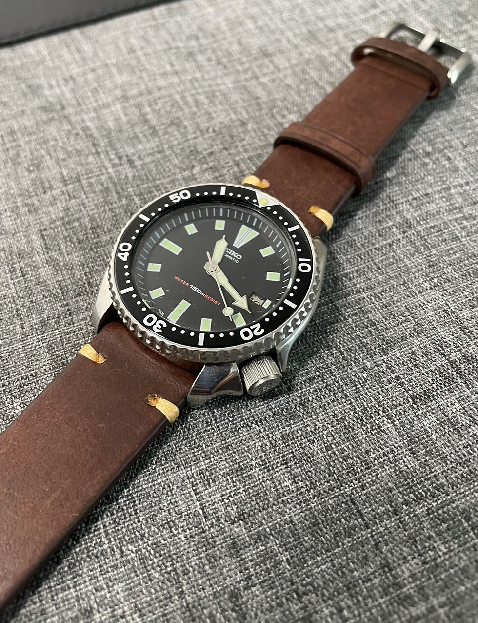 Thumbnail: Italian Leather – Vintage style leather watch strap - Motley Coffee tan