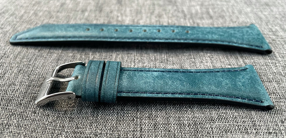 Thumbnail: Vintage design / Dress watch strap / Top grain leather / Ocean Blue