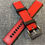 Thumbnail: Leather Rubber Hybrid Sports Watch Strap / Red & Black