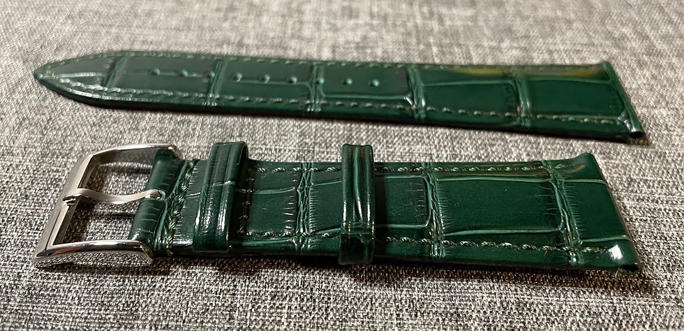 Thumbnail: Premium Italian leather / Alligator design / dress watch strap - Green