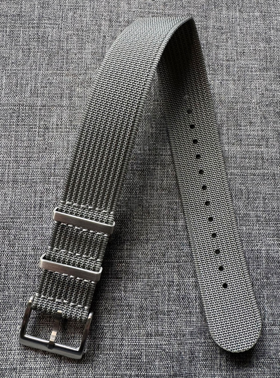 Thumbnail: Premium Military Nylon Watch Strap / Light Grey / Webbed Weave