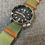Thumbnail: Premium Military Nylon Leather Stitched Watch Strap / Matte Green Brown