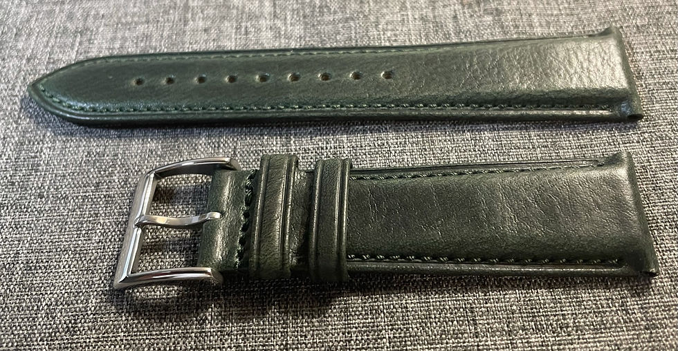 Thumbnail: Superior Quality / Stitched Italian leather watch strap /Deep Green