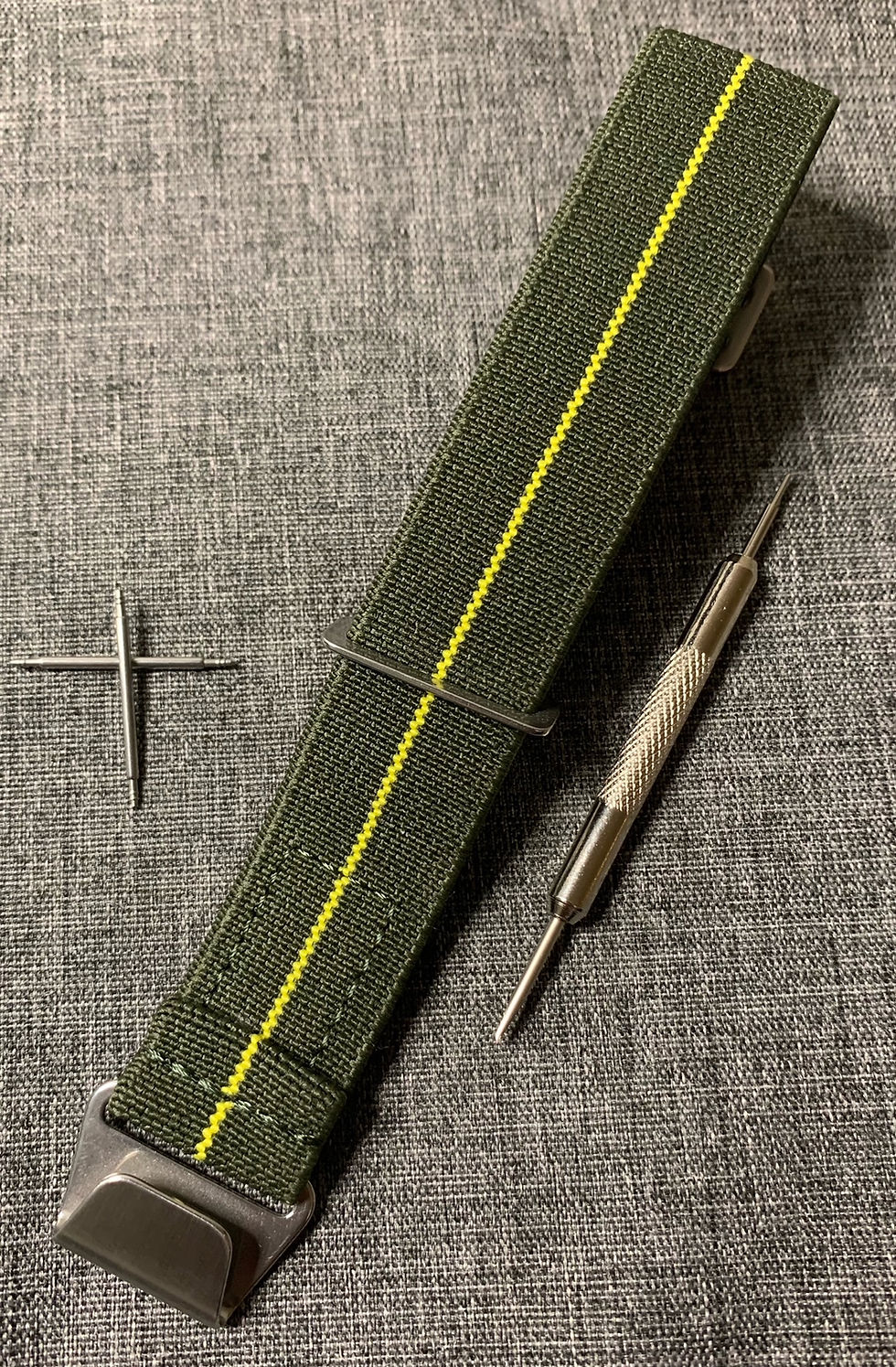 Thumbnail: Exclusive US Marine Nationale Nylon Strap - Green / Yellow - Stainless Steel