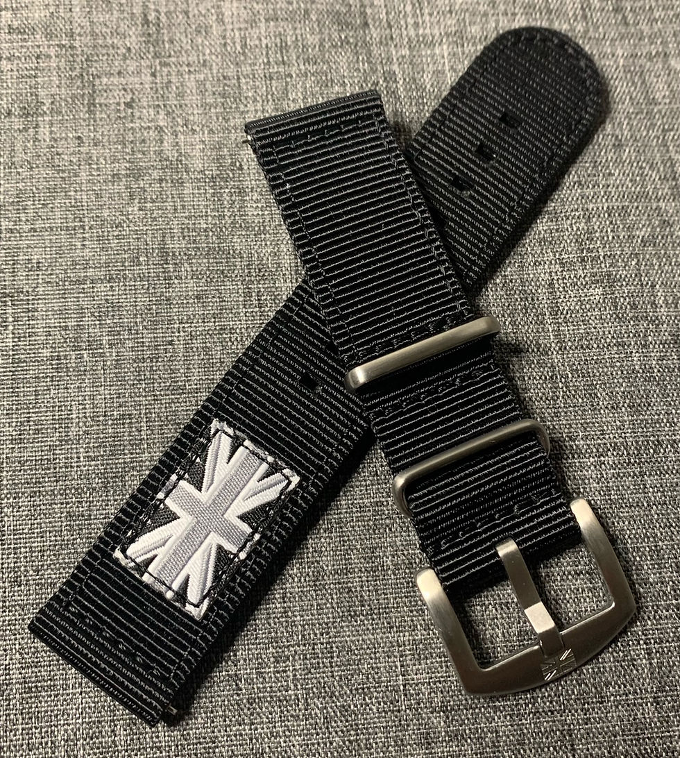 Premium Nylon Military Watch Strap / UK Grey Scale / Black