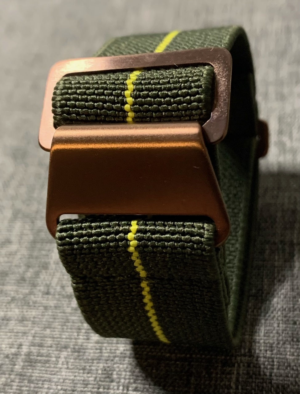 Thumbnail: Marine Nationale (MN) Nylon Strap - Military Green / Yellow Stripe