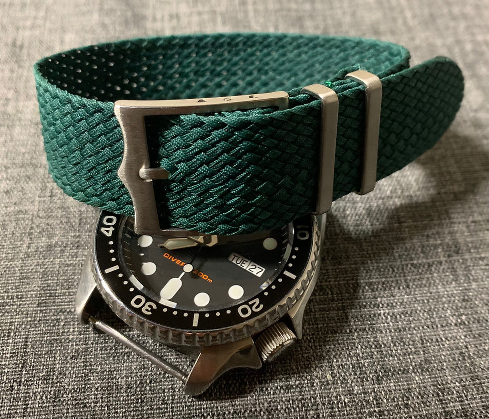 Thumbnail: Premium Single Pass Tudor Perlon Watch Strap -Ocean Green