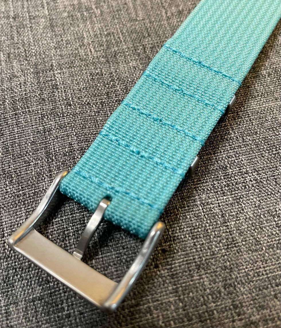 Thumbnail: Premium Single Pass Nylon Watch Strap / Tiffany Blue / Webbed Weave