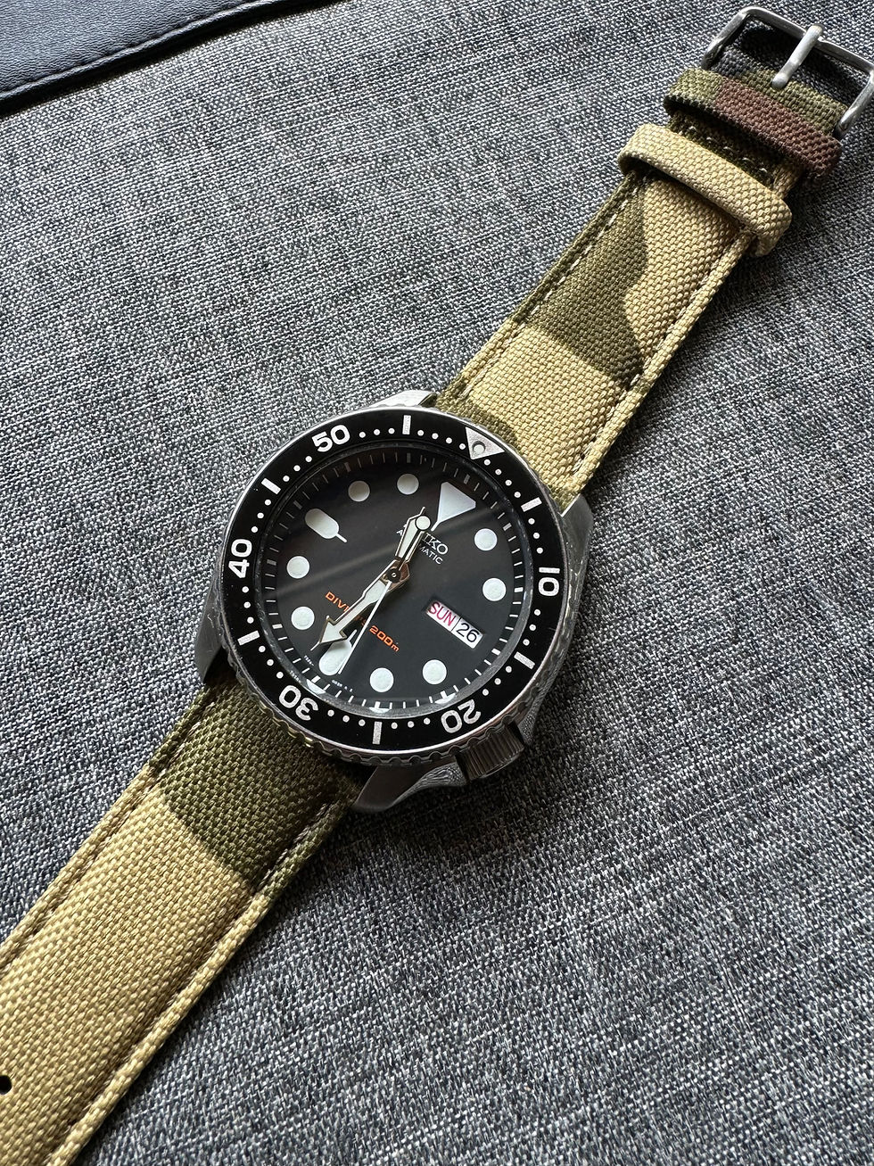 Thumbnail: Military Camouflage Sailcloth / Leather Watch Straps - Quick Release