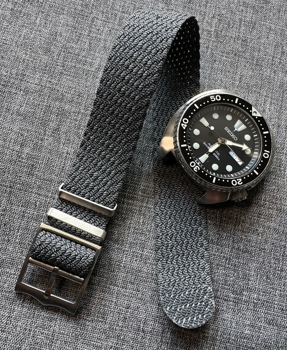 Thumbnail: Premium Single Pass Tudor Perlon Watch Strap - Blue Grey Weave 20mm/22mm
