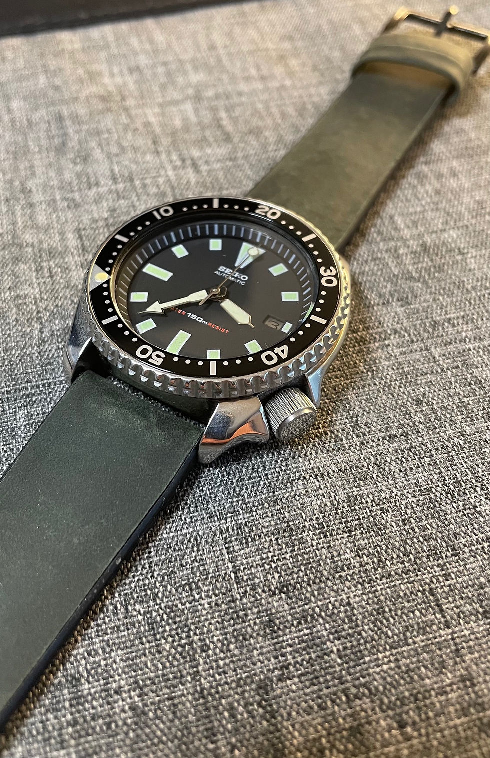 Thumbnail: Suede Leather Soft Silicone Watch Strap / Deep Green