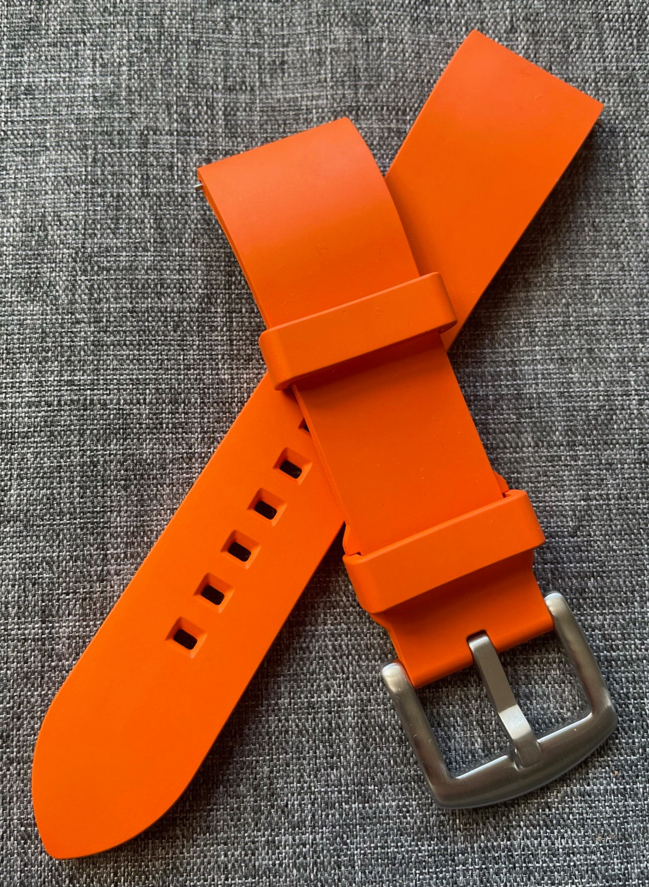 Premium FKM Rubber Contoured Watch Strap / Orange