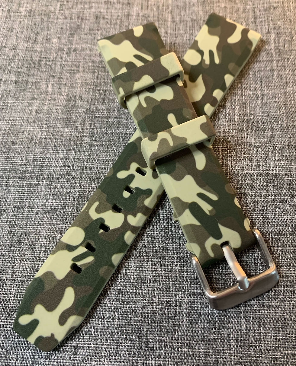 Thumbnail: Silicone Sports Watch Strap / Green Camouflage / 20mm