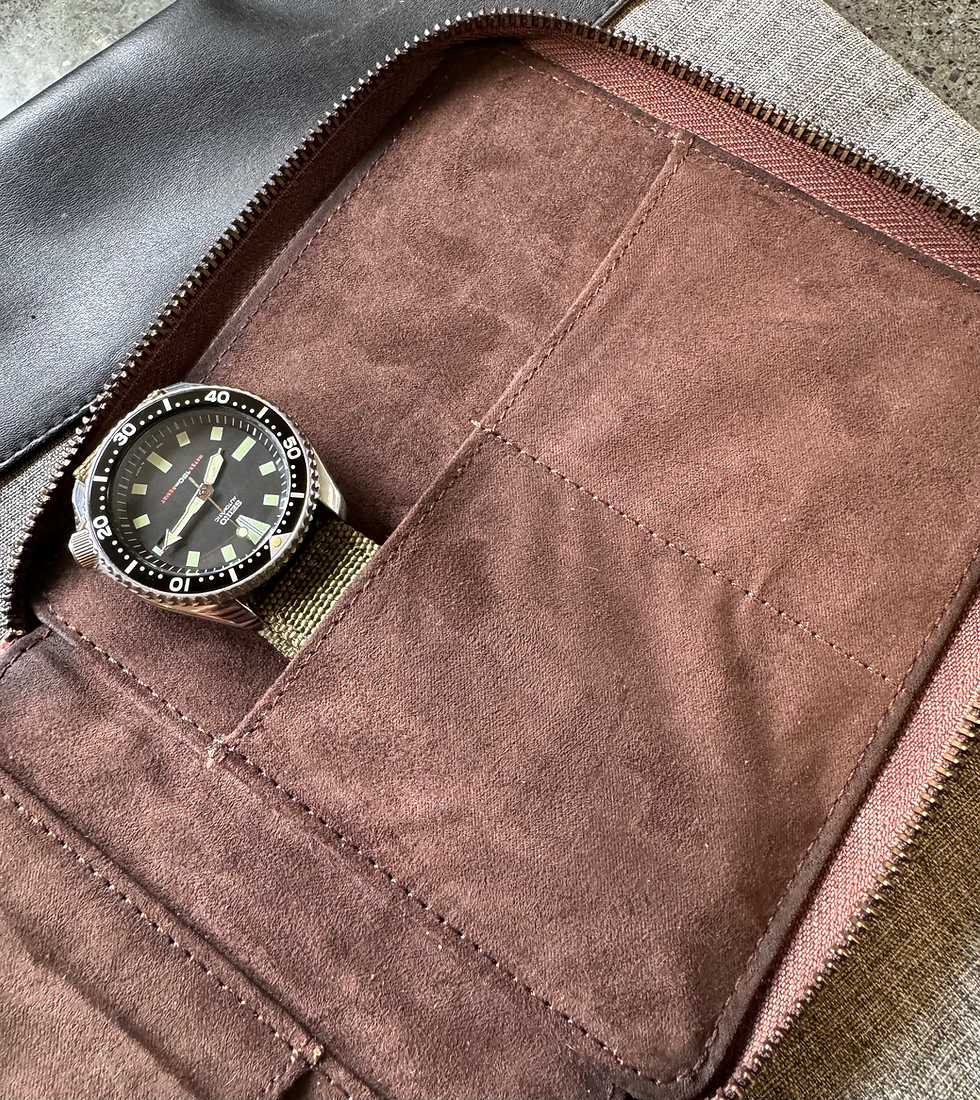 Thumbnail: Quality 4 Watch Case / Protector / Brown Tanned Leather / Stitched construction